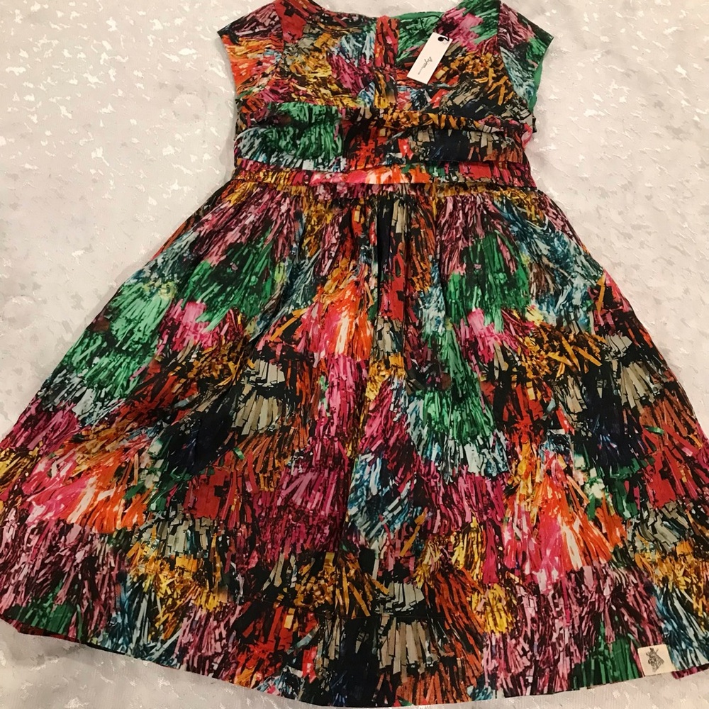 Bijou Sauvage Girls Multicolor Abstract Print Dress size 14 NWT